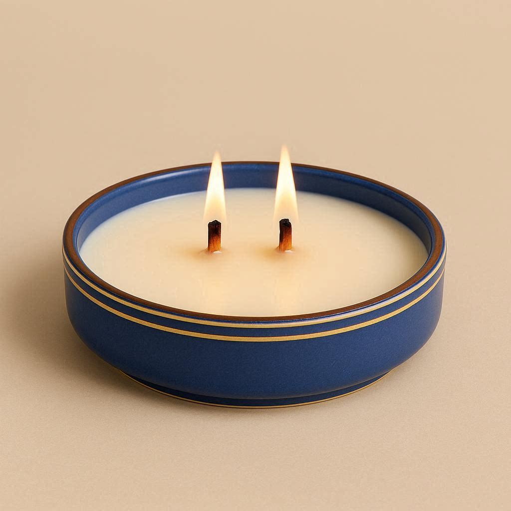 Blue Ceramic Bowl Candle